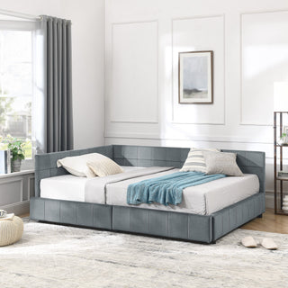 Elegant Storage Upholstered Tufted Bed Frame With Backrest And Armrests