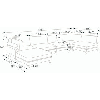 Modern Modular Sectional With Adjustable Back Support