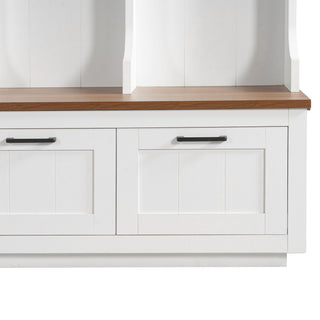 Hall Tree With Bench And Shoe Storage, 3 Large Drawers, Open Storage Shelves & Hooks