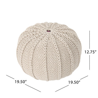 Bordeaux - Knitted Round Pouf Ottoman And Floor Cushion