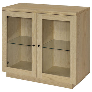 Metro - 2 Door Display Cabinet With Adjustable Shelves - Light Oak