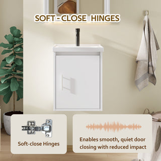 Floating Bathroom Vanity Combo, Wall Mounted Cabinet With Sink & Soft Close Doors For Small Bathrooms