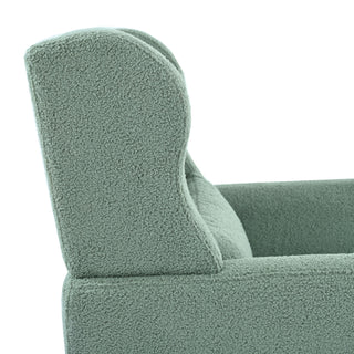 Modern Accent Chair, Teddy Fabric Living Room Chairs Comfy Reading Chair, Mid Century Accent Chair, Lounge Arm Chairs Armchair For Living Room Bedroom - Light Green