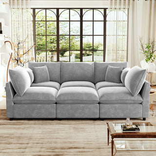 Modern Sectional Sofa U-Shaped With Movable Ottoman Storage Armrests And USB Ports