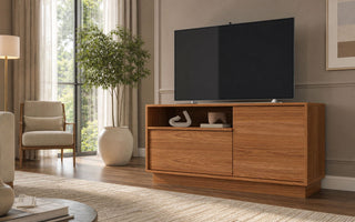 TV Stand For TVs Up To 45" With 1 Door, 1 Drawer, 1 Open Shelf - Oak