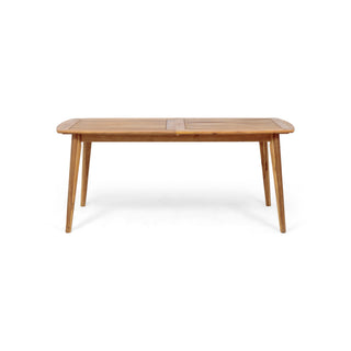 Placidity - Outdoor Expandable Dining Table With Slatted Tabletop And Tapered Legs