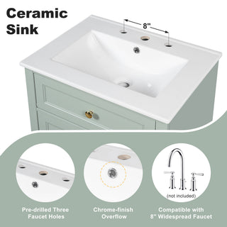 Modern Bathroom Vanity With Sink, 3 Drawers & Cabinet With 2 Tier Door Storage