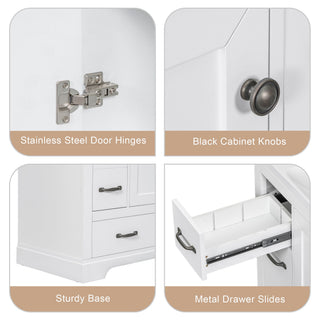 Modern Bathroom Vanity Base Only, 6 Drawer Storage With Adjustable Shelf