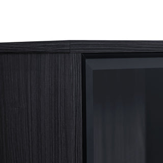 Modern Minimalist Style LED Curio Cabinet With Tempered Glass Door, Metal Legs