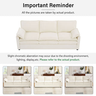Modern Sofa Set With Double Layer Cushion And Side Storage Pockets