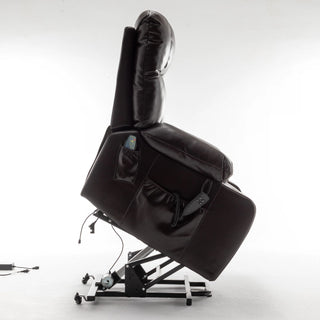 Lift Chair With Heat & Massage, 2 Pockets, 2 Cup Holders, Dual Remote - Wine Red
