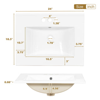 Bathroom Vanity, Modern Bathroom Cabinet With Sink Combo Set, Bathroom Storage Cabinet With A Soft Closing Door And 3 Drawers, Solid Wood Frame