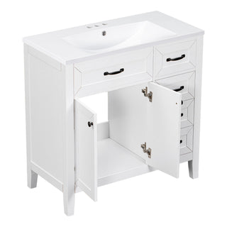 Modern Bathroom Vanity With Sink, Freestanding With Drawers And Doors