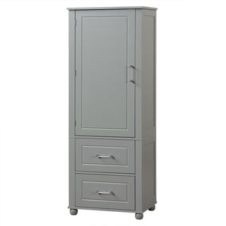 Tall Freestanding Bathroom Storage Cabinet With 2 Drawers And Adjustable Shelf