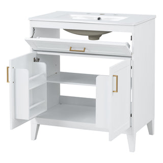 Bathroom Vanity With Sink Top, Adjustable Shelf, Door Organizers