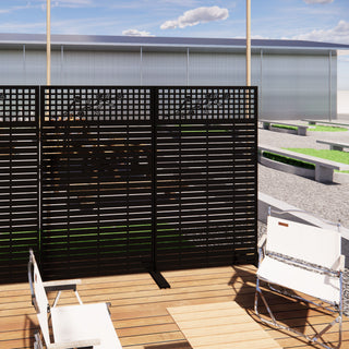 Outdoor / Indoor Divider With Freestanding Decorative Privacy Screen - Black
