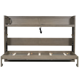 Murphy Bed With Desk, LED Light And USB Charging Station