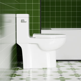 Gloss Tornado Flush 1 Piece Elongated Toilet With Siphonic Side Press, ADA Comfort Chair Height - Gloss White