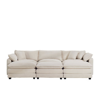 Modern Oversized Modular Cushion Sofa With Ottoman, Low Back, Deep Seating Sofa Set