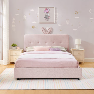 Upholstered Bed With Oversized Rabbit Ear Headboard, LED Lights & 4 Storage Drawers