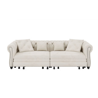 3 In 1 Convertible Sleeper Sofa Bed With Movable Ottoman