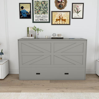 Full Murphy Bed With Storage Drawers, Charging Station, Foldable Panels, And Silent Swivel Wheels