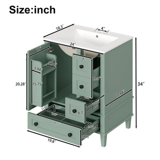 Bathroom Vanity With Integrated Basin, Soft Close Drawers, Door Mounted Double Layer Shelf