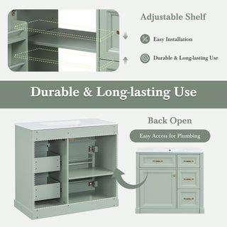 Modern Bathroom Vanity With Sink, 4 Drawers, Soft-Close Door, Adjustable Shelf