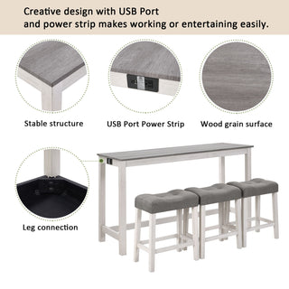 4 Piece Bar Table Set With Power Outlet