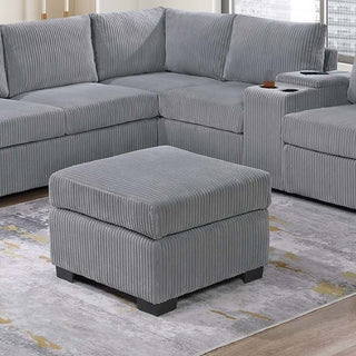 Contemporary L-Shaped Sectional Set With USB Console & Ottoman