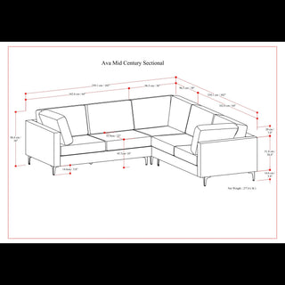 Ava - Mid Century Corner Sectional Sofa Handcrafted