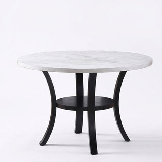 Round Dining Table With Open Bottom Shelf - Black / White