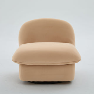 Pumpkin Shaped Swivel Accent Chair, 360 Degree Rotation For Living Room