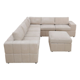 Oversized Modular Sectional Sofa, Reversible With Ottoman