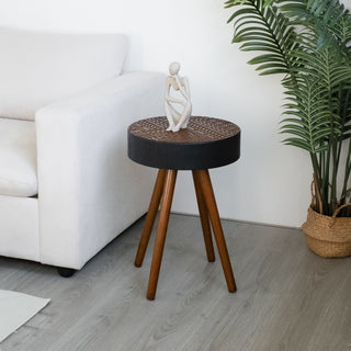 Round Coffee Table With Carved Top For Living Room