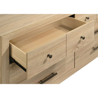 Merritt - 6 Drawer Dresser With Mirror - Light Oak