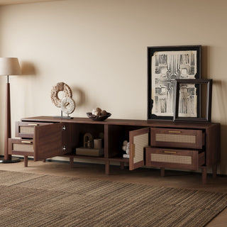 TV Stand, Media Console With 4 Drawers, Soft Closing Hinges - Dark Brown