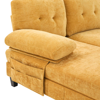 U-Shaped Sectional Sofa 103.5" Fabric Couch With Dual Chaise Lounges, Storage Pockets, Armrest Pillows