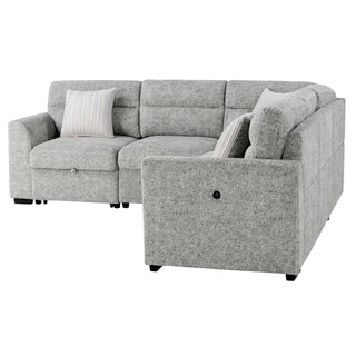 Emiliano - Sectional Sofa With 3 Pillows - Nickel