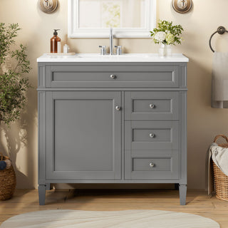 Bathroom Vanity With Top Sink, 2 Drawers, Tip Out Drawer