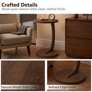 C - Shaped End Table With Sturdy Base