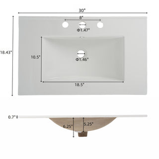 Bathroom Vanity With Ceramic Sink, Adjustable Shelf & Tip Out Tray