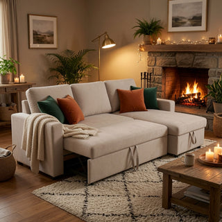 L - Shaped Convertible Sofa Bed With Storage Chaise