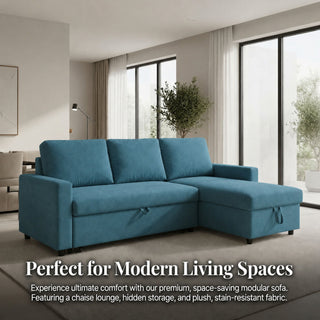 L - Shaped Convertible Sofa Bed With Storage Chaise