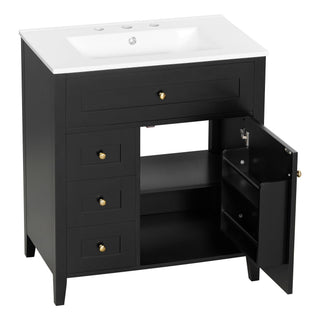 Modern Bathroom Vanity With Sink, 3 Drawers And Adjustable Shelf