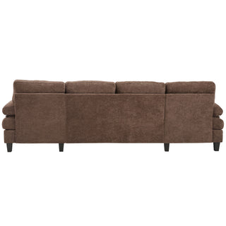 U-Shaped Sectional Sofa 103.5" Fabric Couch With Dual Chaise Lounges, Storage Pockets, Armrest Pillows
