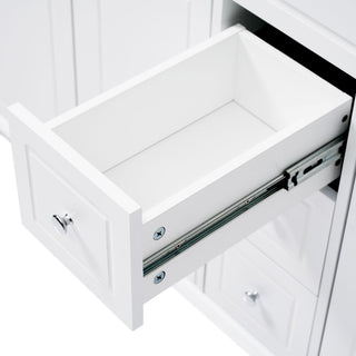 Bathroom Vanity With Double Sinks, 3 Drawers & 4 Doors - White