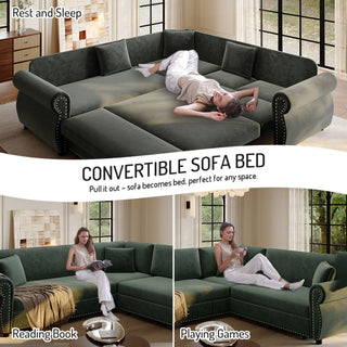 L-Shaped Sofa Couch With Pull-Out Bed