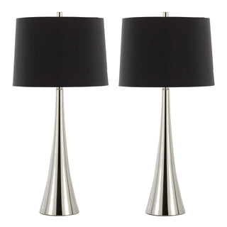 Diana - Contemporary Table Lamp (Set of 2) - Polished Nickel / Black Satin