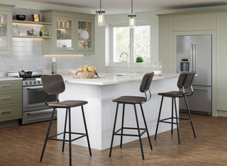 Foundry - Contemporary Barstool Zig Zag Stitching (Set of 2) - Black / Gray